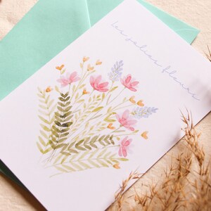 Cartão floral da aguarela | Dia das Mães, amor, amizade, aniversário, família, natureza, flores | Feito à mão na França imagem 3