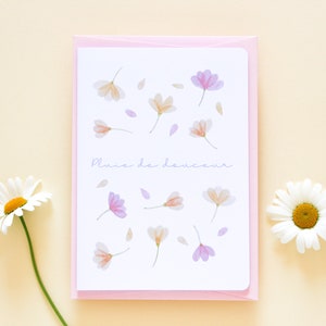 Cartão “Chuva de doçura” para dizer eu te amo, cartão de amor feito à mão impresso com flores em aquarela imagem 2