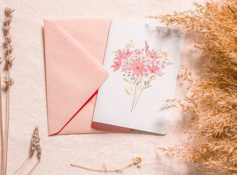 Cartão de saudação de buquê floral aquarela para qualquer ocasião: aniversário, amor, casamento, feito à mão imagem 2