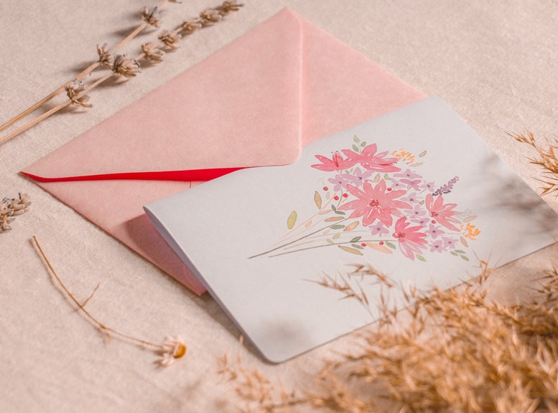 Cartão de saudação de buquê floral aquarela para qualquer ocasião: aniversário, amor, casamento, feito à mão imagem 6