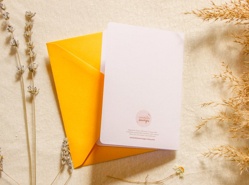 Carte postale illustrée à l’aquarelle | Bouquet de tournesols | Carte de voeux, anniversaire, amour, nature, fleurs | Fait main en France image 4