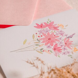 Cartão de saudação de buquê floral aquarela para qualquer ocasião: aniversário, amor, casamento, feito à mão imagem 4