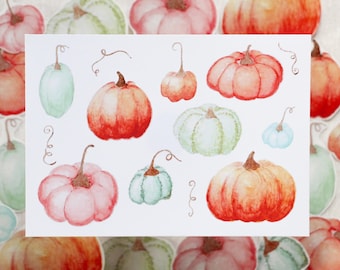 Autumn watercolor illustration | Pumpkin poster art print| Autumn decoration | Original gift idea for Halloween