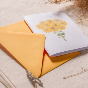 Carte postale illustrée à l’aquarelle | Bouquet de tournesols | Carte de voeux, anniversaire, amour, nature, fleurs | Fait main en France image 3