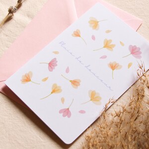 Cartão “Chuva de doçura” para dizer eu te amo, cartão de amor feito à mão impresso com flores em aquarela imagem 4