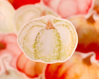 Pegatina transparente | Calabaza verde otoñal| Para tus cuadernos, papelería, decoración de álbumes de recortes de Halloween, periódicos