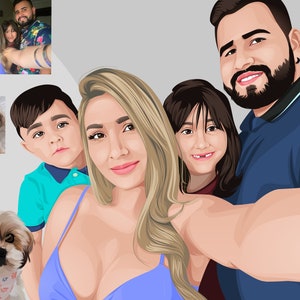 Digitales benutzerdefiniertes Paarporträt, niedliche Karikaturkarikatur, benutzerdefinierte gesichtslose Porträtdruckillustration, Familienzeichnungsporträt vom Foto