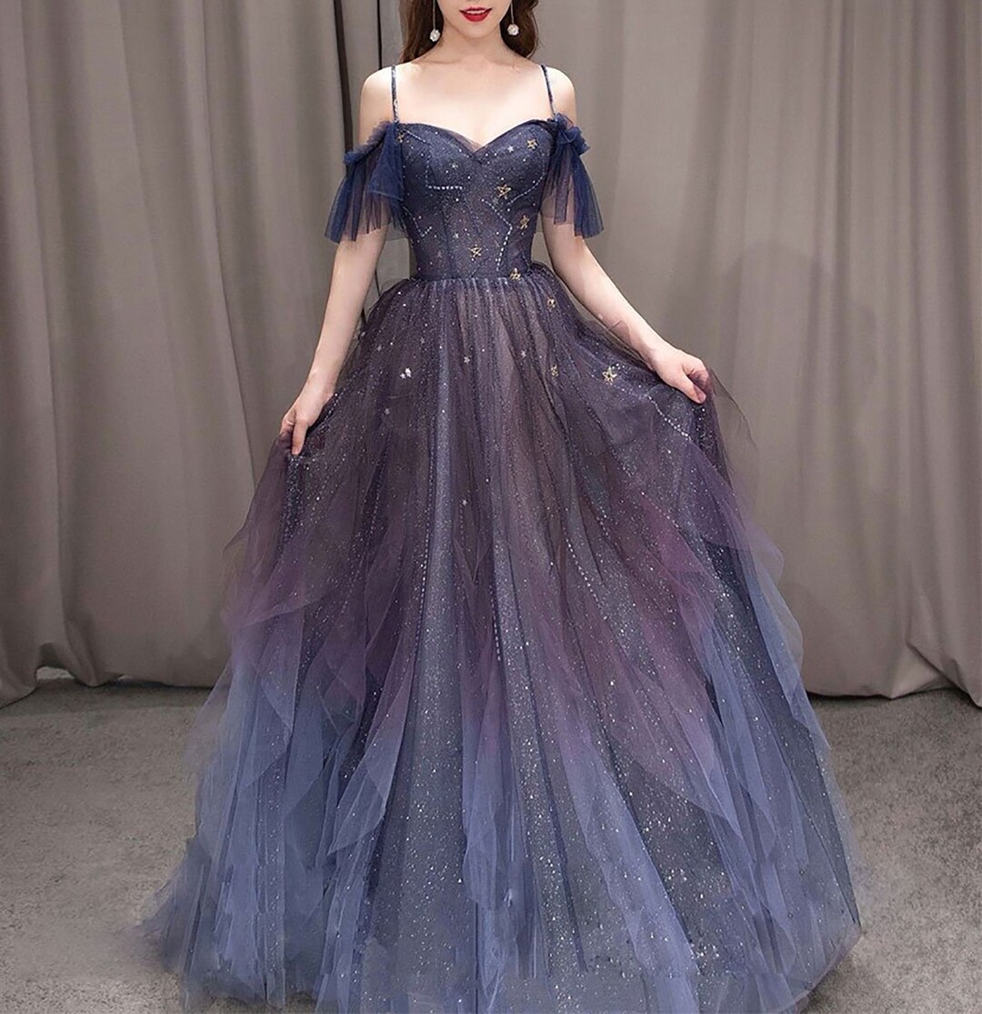 Gradient Starry Sky Slip Fairy Dress off Shoulder Prom Dress - Etsy
