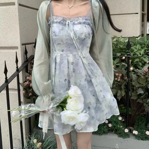 Vintage Blue Floral Slip Dressfrench Victorian Dresssummer - Etsy