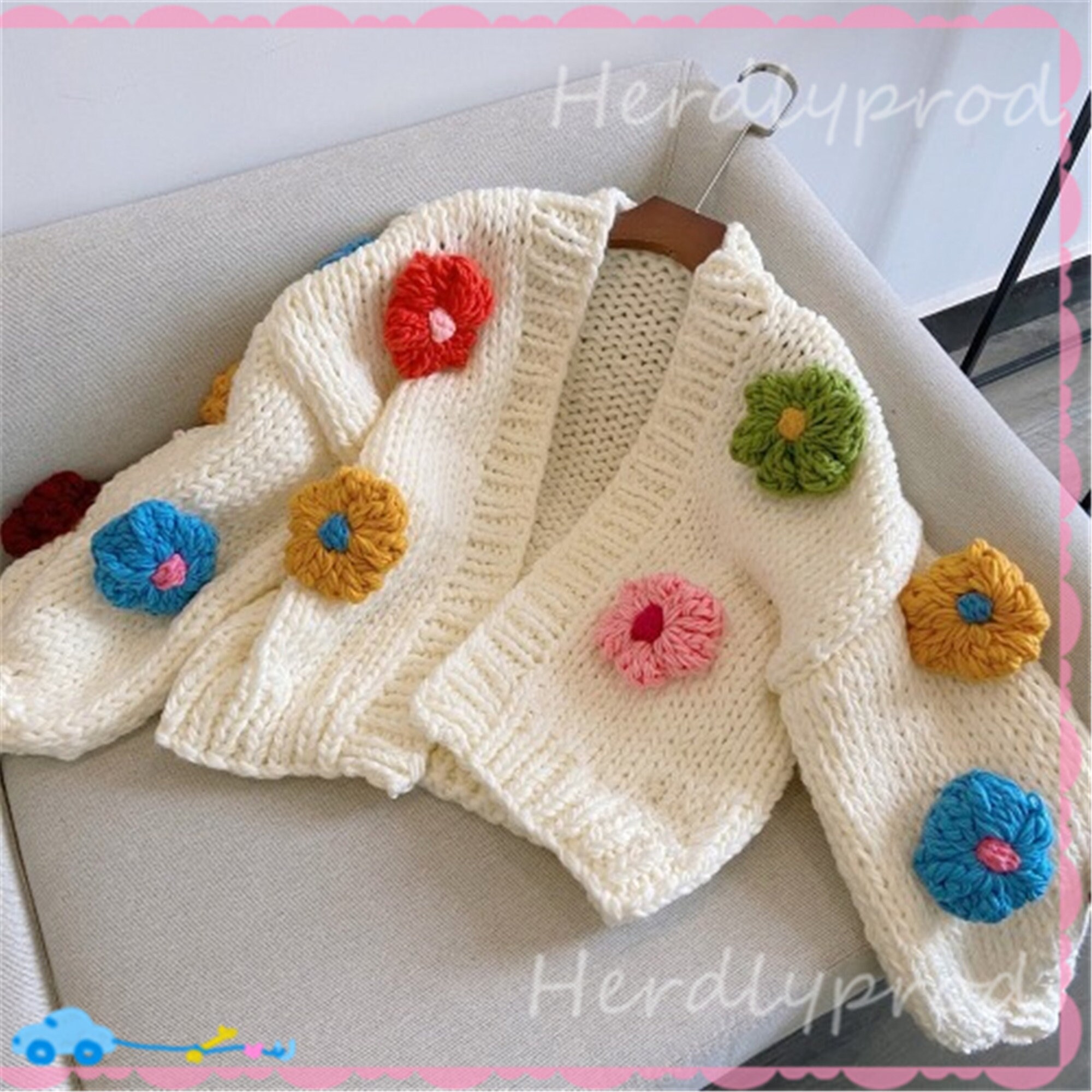 3D Flower Chunky Knit Cardiganoversize 