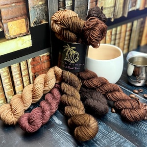The Espresso Bar -  Mini Skein Sock Kit, Doodle Sock Yarn, Fingering, Monster Sock Mini Set, Scrappy Socks, Colorwork, SW Merino/Nylon,