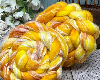 Tale As Old As Time -  Non-Superwash Merino/Bamboo Roving, Fiber for Spinning, Finer for Felting, Hand Dyed Roving