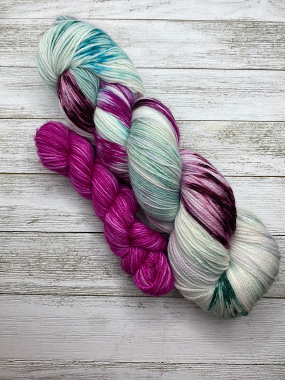Winter Berries - Pink, Teal, Plum, Hand Dyed Merino Nylon, Merino Cashmere, Fingering Sock Yarn, Superwash, Sock Yarn Set, Choose Your Base!