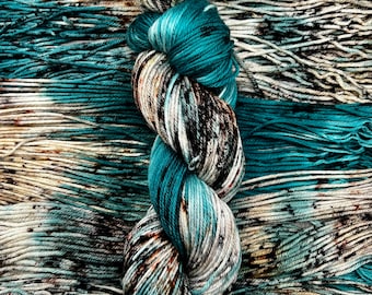 It’s About Time - Brown, Grey, Teal, Hand Dyed Superwash Merino/Nylon Worsted, Sweater Quantity, Blanket Weight Yarn, Gift for Her