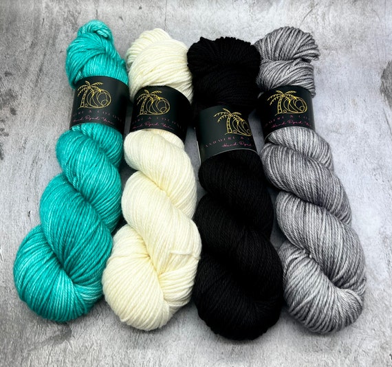 Sensual - Shawl Knitting Kit, Hand Dyed Merino Sock Yarn, Superwash, Hand Painted, Yarn Fade, Stranded Colorwork, Faire Isle