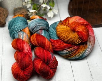 Soul of the Southwest - Indie Dyer, Hand Dyed, Fingering Sock Yarn, Hand Painted, MCS, MCN, Merino/Nylon, Worsted, Aran, DK, Red, Teal