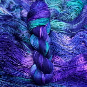 Under the Sea - Hand Dyed Superwash Merino/Nylon Worsted, Sweater Quantity, Multiple Weights, Gift for Her, Pink, Purple, Teal, Aqua