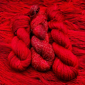 Poinsettia - Red, Semi-Solid, Tonal Merino Nylon Yarn, Superwash, Merino Cashmere, Fingering, DK, Worsted, Bulky Hand Dyed Yarn