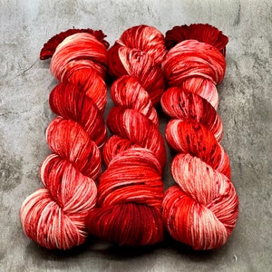 Won’t You Be My Valentine? - Red, Dark Red, Bright Red, Merino Nylon Yarn, Superwash Merino Fingering, DK, Worsted, Bulky, Valentines Day