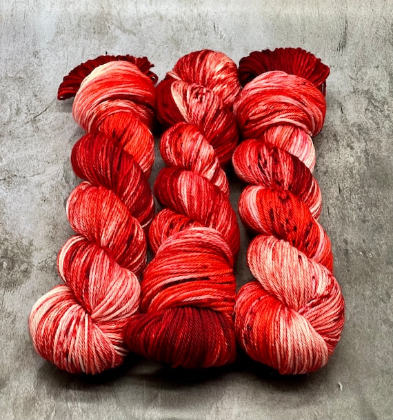 Won’t You Be My Valentine? - Red, Dark Red, Bright Red, Merino Nylon Yarn, Superwash Merino Fingering, DK, Worsted, Bulky, Valentines Day