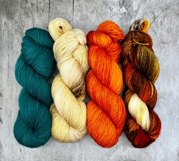 Fireside Nights - Knitting Shawl Kit, Knitting Kit, Hand Dyed Merino Yarn, Superwash, Hand Painted, Yarn Fade, MKAL 2023