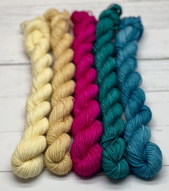 Mini Skein Sock Kit, Merino/Nylon Sock Mini Skeins, Fingering, Monster Sock Mini Set, Scrappy Socks, Gift for Knitters, Heel/Toe Sock Yarn