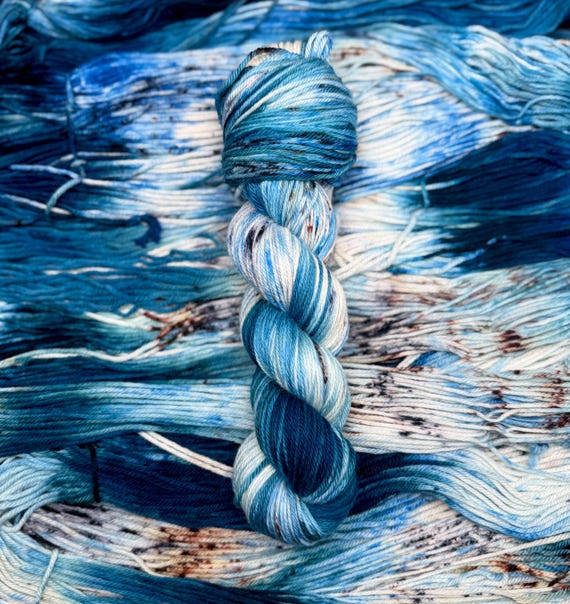 Cape Town - Blue/Green Yarn, Ocean Colors, Hand Dyed Yarn, Sock, DK, Worsted, Aran, Bulky, Sparkle, Superwash, Merino Nylon, Indie Dyed Yarn