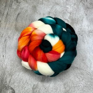Kingfisher - Fiber for Spinning, Felting, Hand Dyed Roving Braid, Corriedale, Polwarth, Rambouillet, BFL Silk, Shaniko, Indie Dyer, Teal