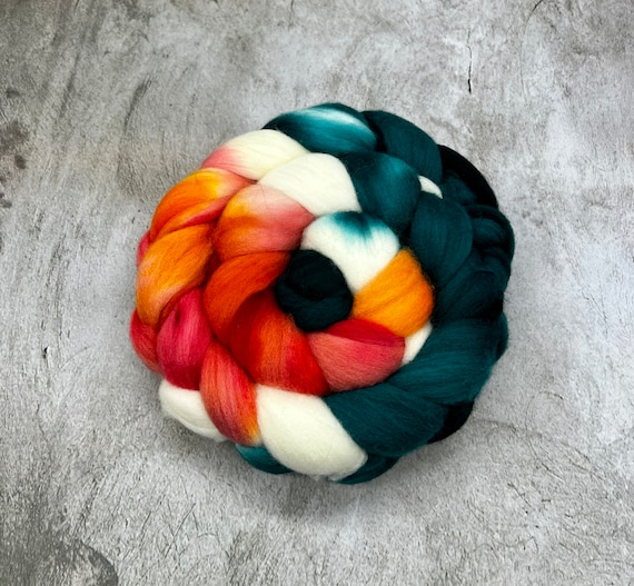 Kingfisher - Fiber for Spinning, Felting, Hand Dyed Roving Braid, Corriedale, Polwarth, Rambouillet, BFL Silk, Shaniko, Indie Dyer, Teal
