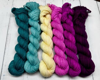 Arctic Chill - Mini Skein Sock Kit, Doodle Sock Yarn, Fingering, Monster Sock Mini Set, Scrappy Socks, Colorwork, Knitting, SSAL 2025