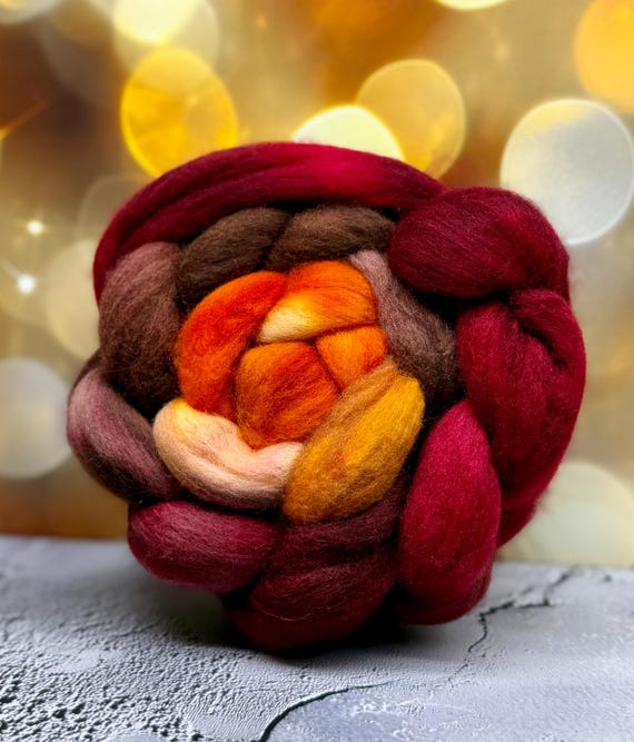 Mulled Cider - Roving, Hand Dyed Top, Spinning, Felting, Merino, Polwarth, Cormo, Shaniko, Rambouillet, Blue Faced Leicester, Corriedale