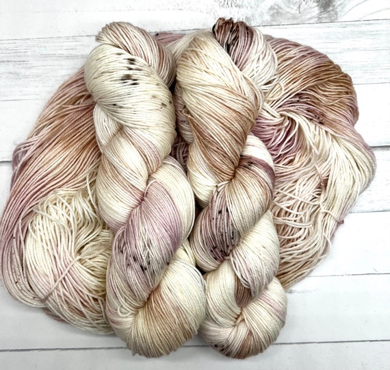 Memories - Pink, Tan, Brown, Pastel, Hand Dyed 75/25 Fingering Sock Yarn, Superwash, Hand Painted Merino Nylon