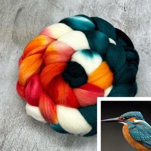 Kingfisher - Corriedale Fiber for Spinning, Finer for Felting, Hand Dyed Roving