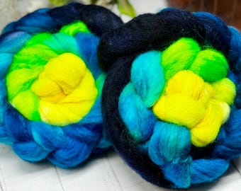 Electric Eel - Wool for Spinning, Felting, Roving, Hand Dyed, Merino, Corriedale, Polwarth, BFL/Silk, Merino/Bamboo, Shaniko, Ready to Ship