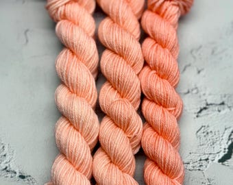 Melon Glow - Set di 3 mini gomitoli sfumati, mini gomitoli per calzini in lana merino/nylon, calzini per dita, calzini mostruosi, calzini di recupero, regalo per magliaie, filato