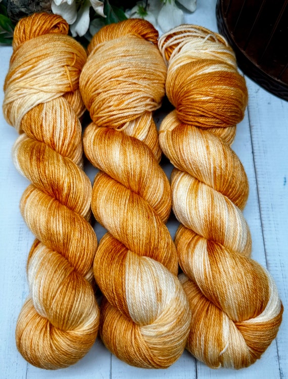 Pumpkin Spice Latte, Orange, Cream, Brown, Hand Dyed Merino Nylon Fingering Sock Yarn, Superwash, Hand Painted, Sock Sets, Choose Your Base!