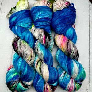 Neon Splash - Indie Dyer, Hand Dyed, Fingering Sock Yarn, Hand Painted, Neon Yarn, MCS, MCN, Merino/Nylon, Worsted, Aran, DK, Bulky