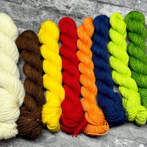 Football Season - Mini Skein Sock Kit, Doodle Sock Yarn, Fingering, Monster Sock Mini Set, Scrappy Socks, Colorwork, Primary Colors, Rainbow