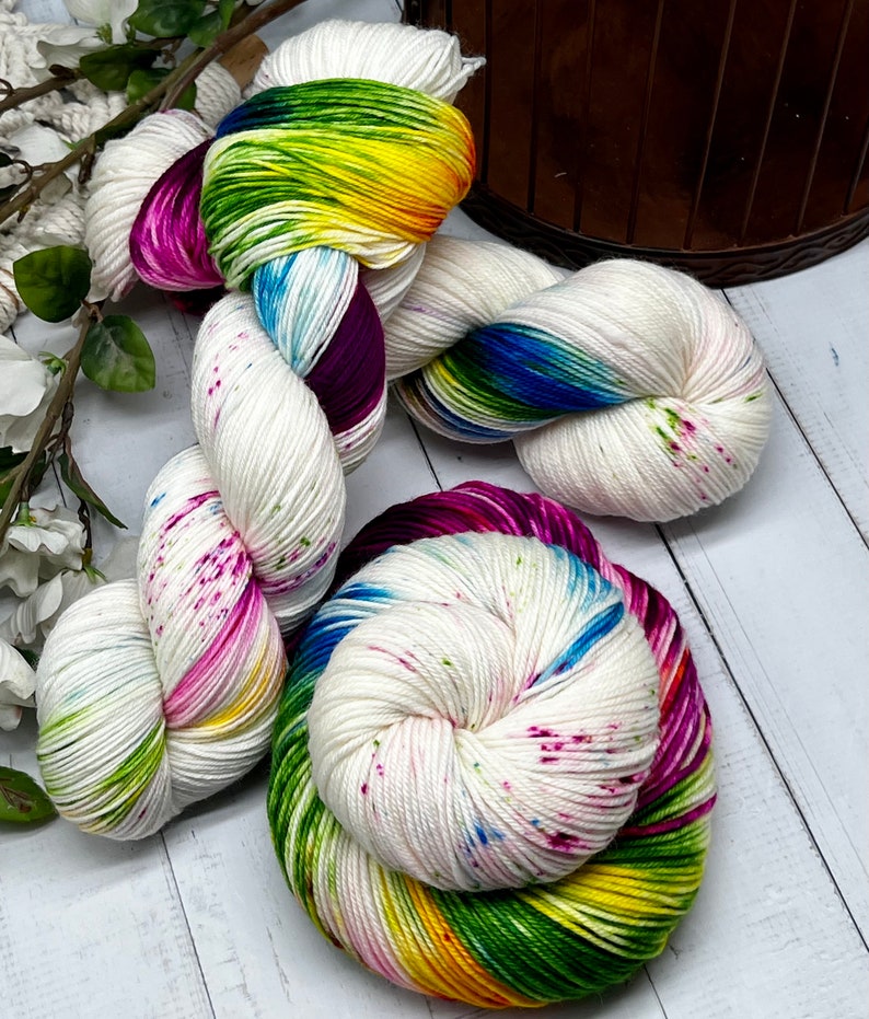 Wonderland - Berry, Speckles, Hand Dyed, Fingering Sock Yarn, Hand ...