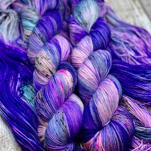 Mermaid Tales - MCN Sock Yarn, Merino, Cashmere, Nylon, Fingering Sock Yarn, Sweater Quantities Available, Purple Yarn, Teal Yarn, Pink Yarn