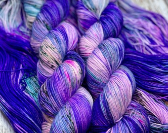Mermaid Tales - MCN Sock Yarn, Merino, Cashmere, Nylon, Fingering Sock Yarn, Sweater Quantities Available, Purple Yarn, Teal Yarn, Pink Yarn