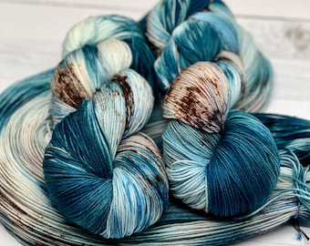 Cape Town - Blue/Green Yarn, Ocean Colors, Hand Dyed 75/25 Fingering or DK Sock Yarn, Superwash, Hand Painted Merino Nylon, Outlander Yarn