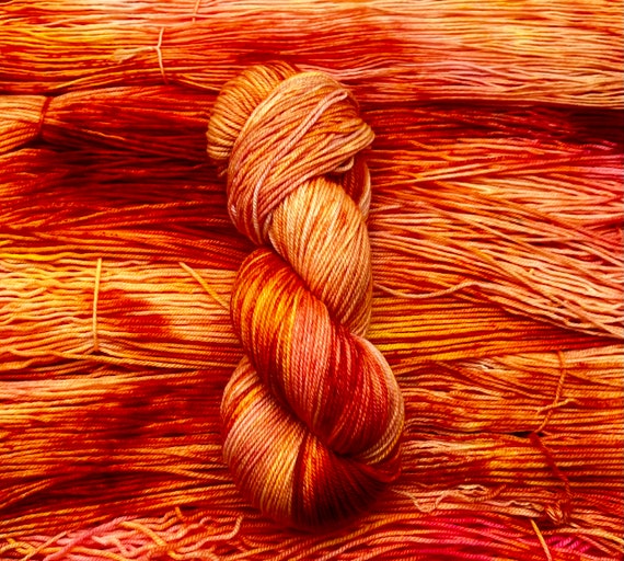 Strawberry Sunrise - Pink, Coral, Yellow, Orange, Neon Pink, Neon, Summer Yarn, Sock Yarn, DK, Worsted, Bulky, Hand Dyed Yarn, Indie Dyer