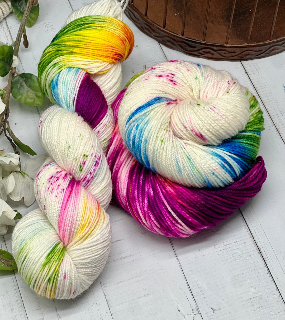 Wonderland - Berry, Speckles, Hand Dyed, Fingering Sock Yarn, Hand ...