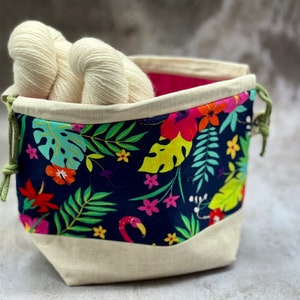 Hot Tropics - Bolsa para calcetines, bolsa para proyectos, bolsa para lana, bolsa para proyectos, bolsa pequeña para proyectos, bolsa para proyectos hecha a mano