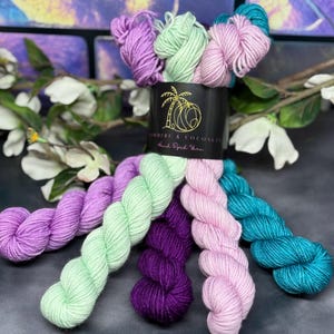 Mermaid Lagoon -  Mini Skein Sock Kit, Doodle Sock Yarn, Fingering, Monster Sock Mini Set, Scrappy Socks, Colorwork, SW Merino/Nylon,
