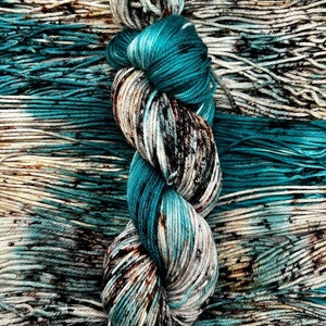 It’s About Time - Teal, Brown, Beige, Silver, Merino Nylon Yarn, Superwash Merino Fingering, DK, Worsted, Bulky Hand Dyed