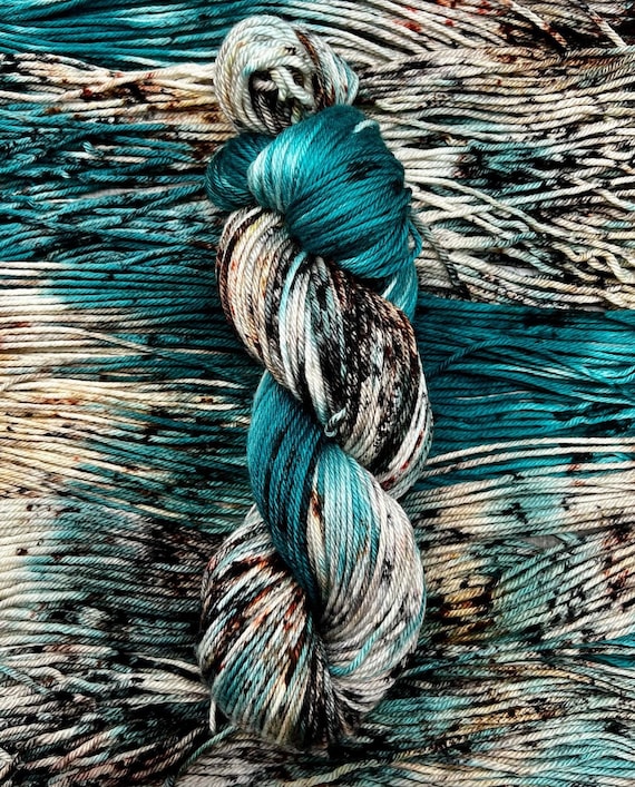 It’s About Time - Teal, Brown, Beige, Silver, Merino Nylon Yarn, Superwash Merino Fingering, DK, Worsted, Bulky Hand Dyed