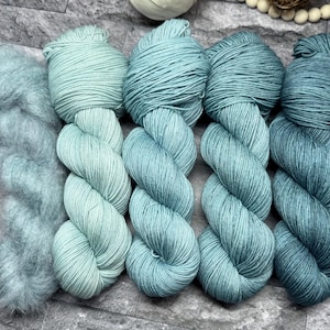 Beach Glass  - Customize Your Set, Superwash  Merino Nylon Fingering, DK, Worsted, Bulky, Gradient, Sock Yarn, Solid Color Yarn, Muted Teal