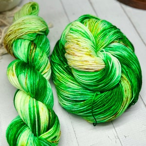 Top of the Mornin’ To You - Hand Dyed 75/25 Merino Nylon Fingering Sock Yarn, Superwash, Hand Painted, Spring Yarn, Green, Yellow